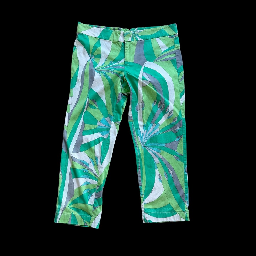 Averardo Bessi Green Psychedelic Print Cropped Pants Made in Italy Size 16